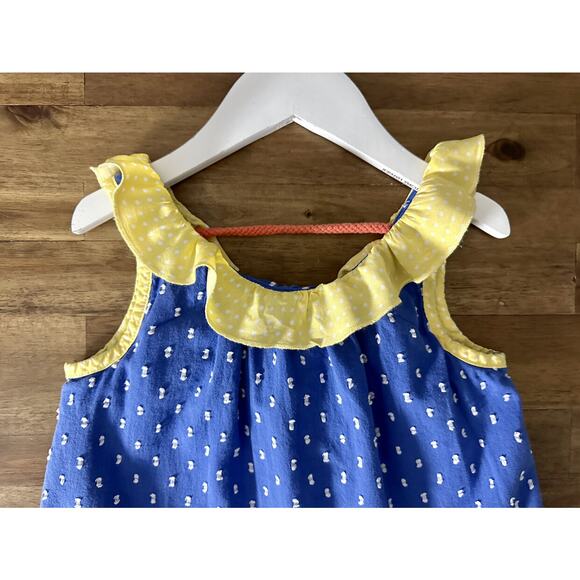 Matilda Jane The Adventure Begins Blue Yellow Wheelbarrow Race Sleeveless Tunic - Picture 3 of 9